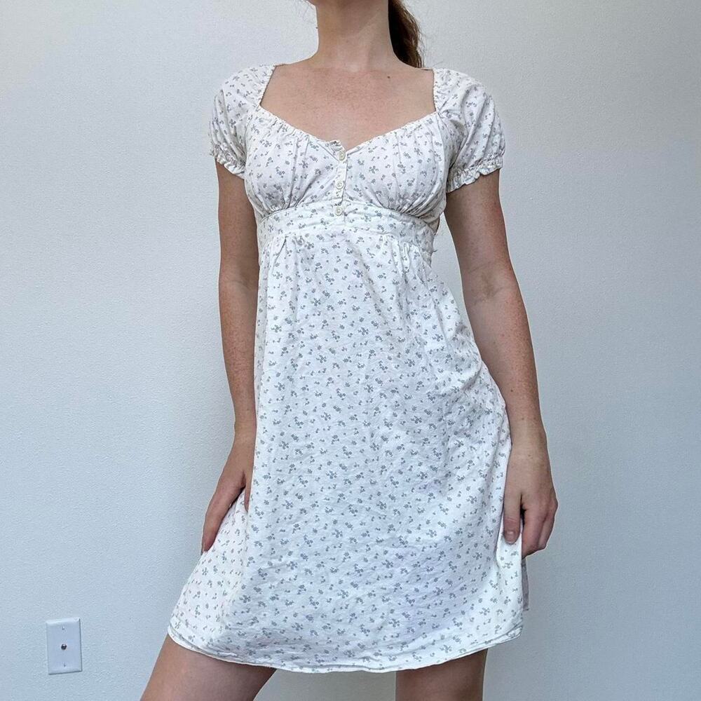 Brandy melville white floral cotton dress